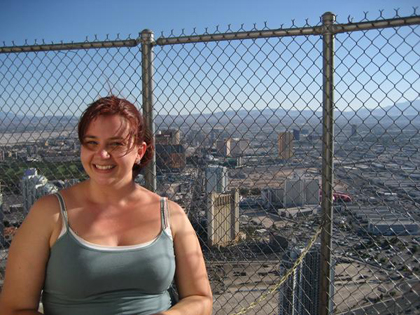 She is so cute! This is the top of The Stratosphere (tallest building)